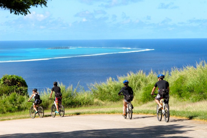 A group of guests enjoying a bike ride