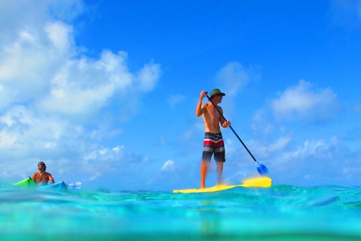 A man on his stand up paddleboard